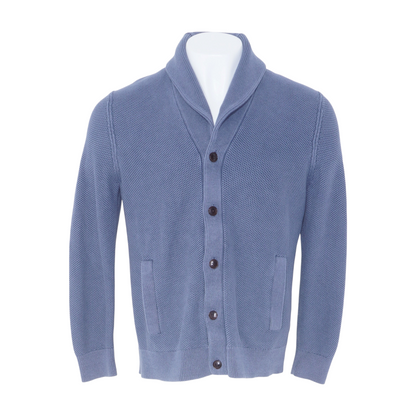 Blue Solid Cardigan Sweater