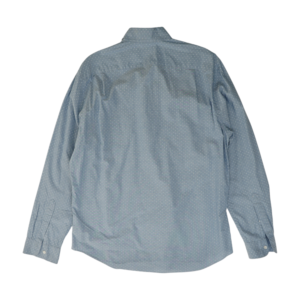 Blue Polka Dot Long Sleeve Button Down