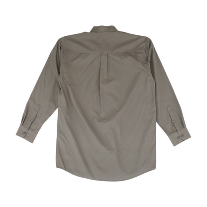 Brown Solid Long Sleeve Button Down