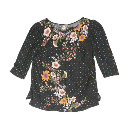 Black Graphic 3/4 Sleeve Blouse