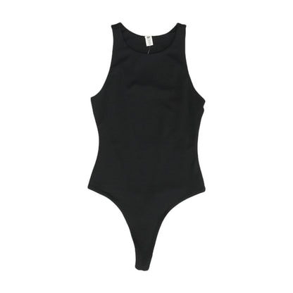 Black Solid Bodysuit Knit Top