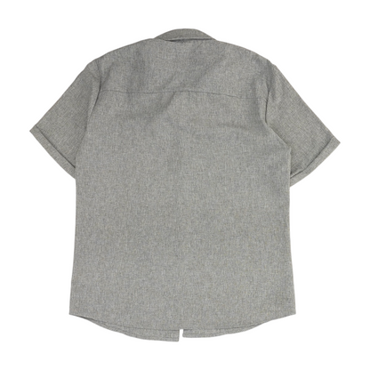 Gray Solid Short Sleeve Button Down