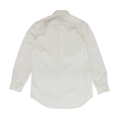 White Solid Long Sleeve Button Down