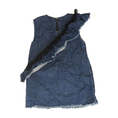 Blue Solid Midi Dress