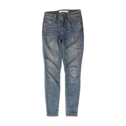 Blue Solid Skinny Leg Jeans