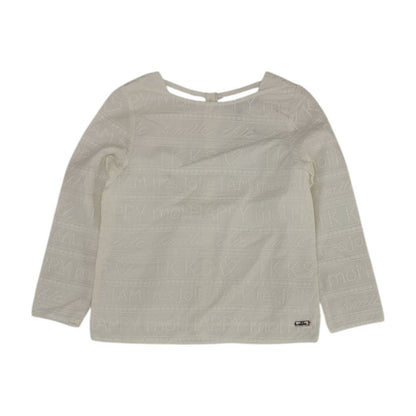 White Embroidery Detail Long Sleeve Blouse