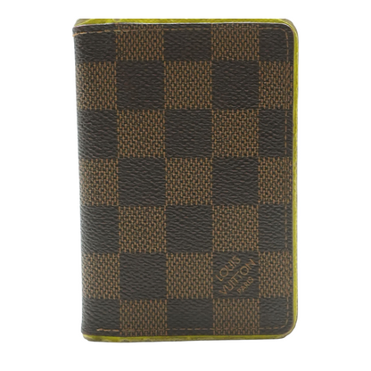 Yellow Leather Damier Ebene Canvas