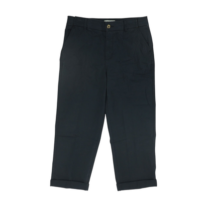 Black Solid Chino Capris