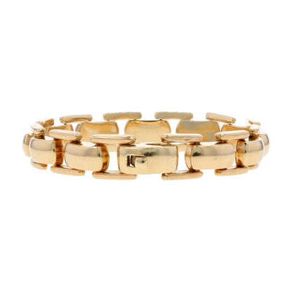 14K Gold Brick Link Bracelet