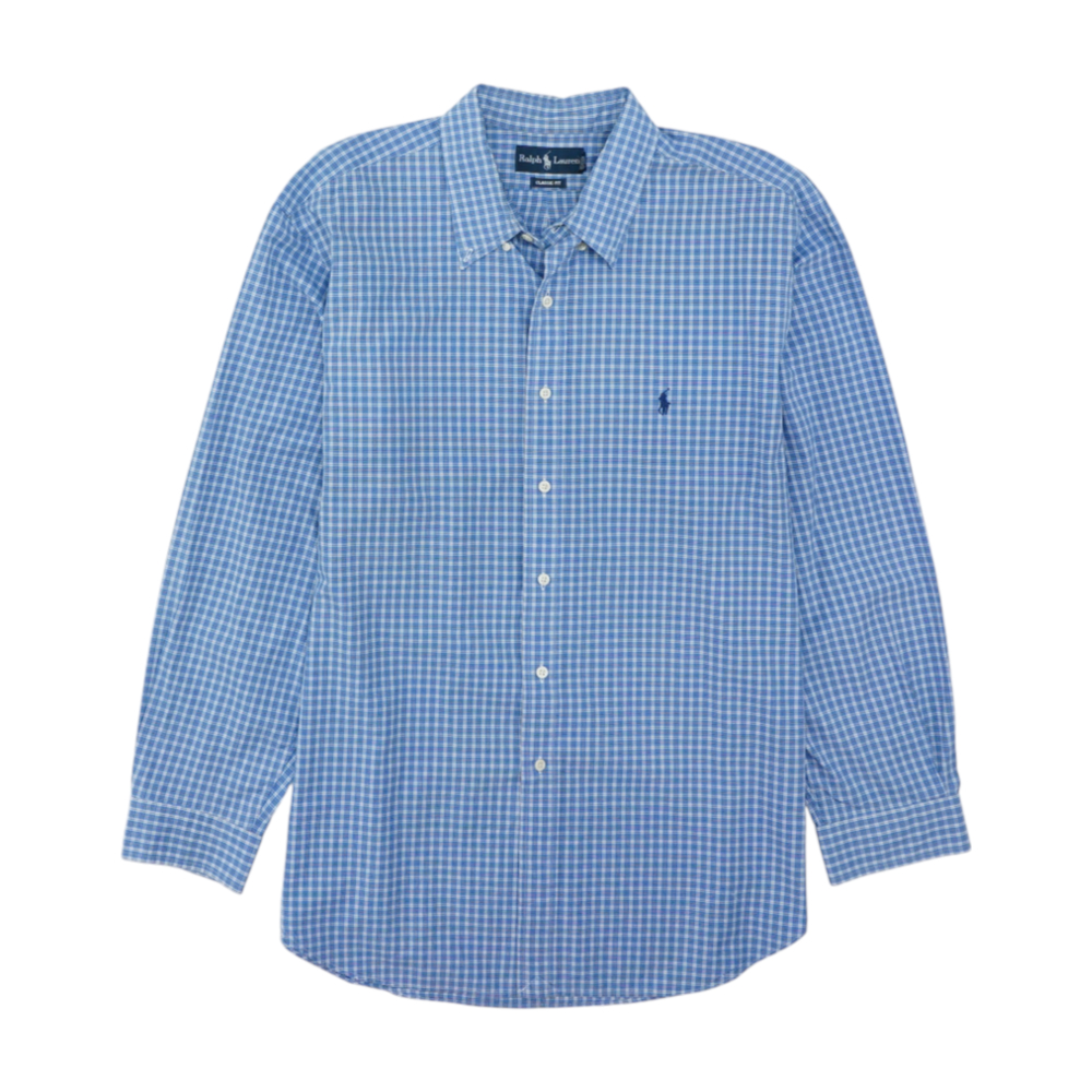 Blue Plaid Long Sleeve Button Down