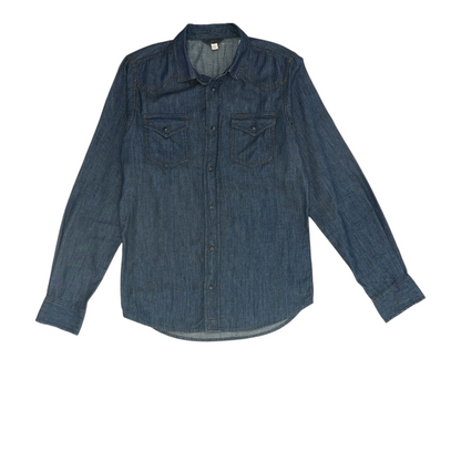 Indigo Solid Long Sleeve Button Down