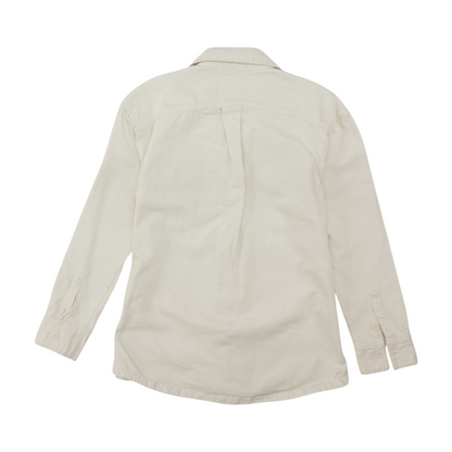 White Solid Flannel Button Down