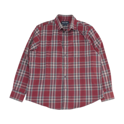 Maroon Plaid Long Sleeve Button Down