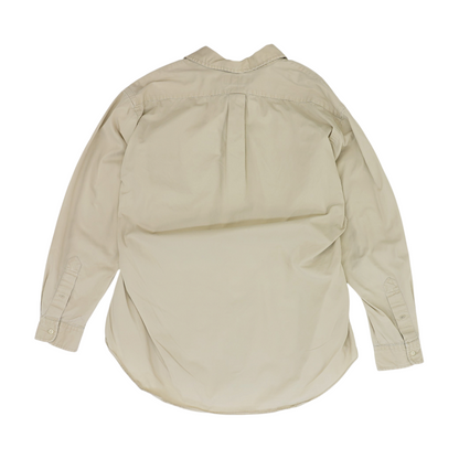 Beige Solid Long Sleeve Button Down