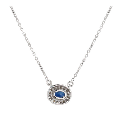 1/4 ctw 10K White Gold Sapphire Station Necklace