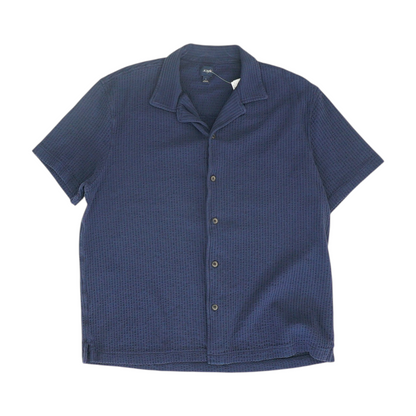 Navy Solid Short Sleeve Button Down