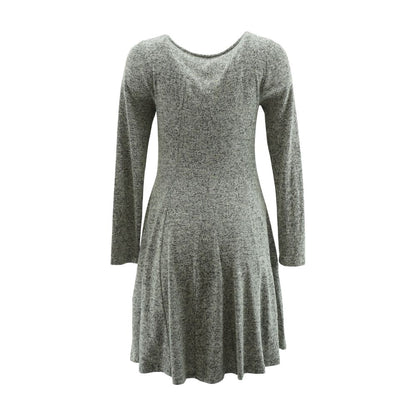 Gray Solid Midi Dress