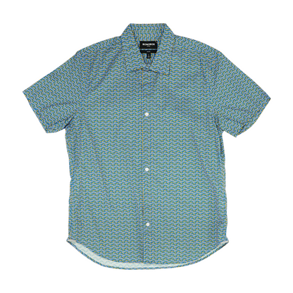 Blue Geometric Short Sleeve Button Down