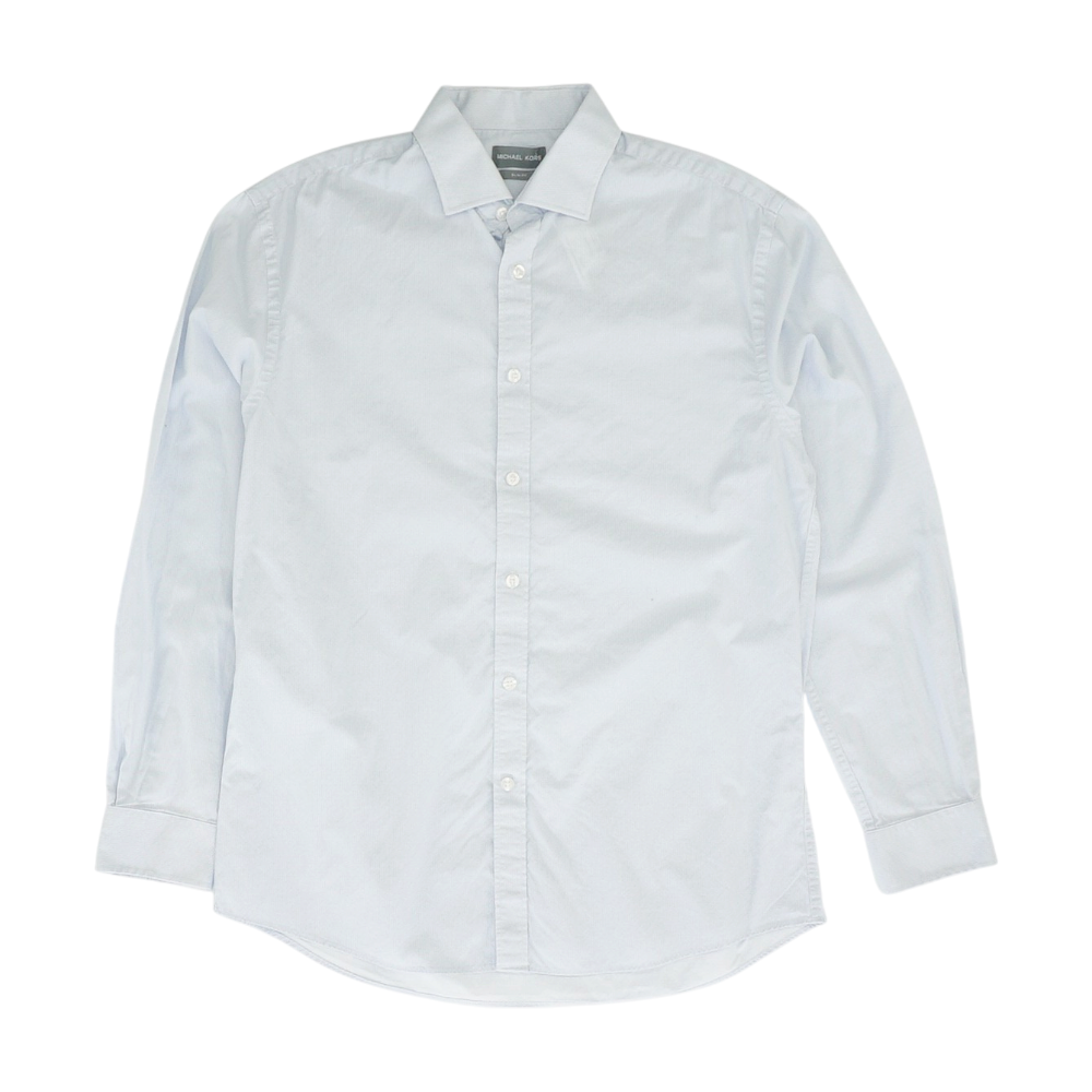 White Print Long Sleeve Button Down