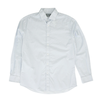 White Print Long Sleeve Button Down