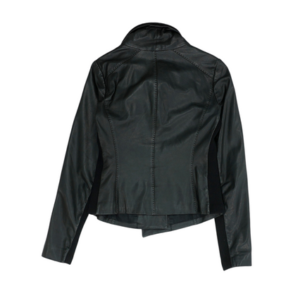 Black Solid Leather Jacket