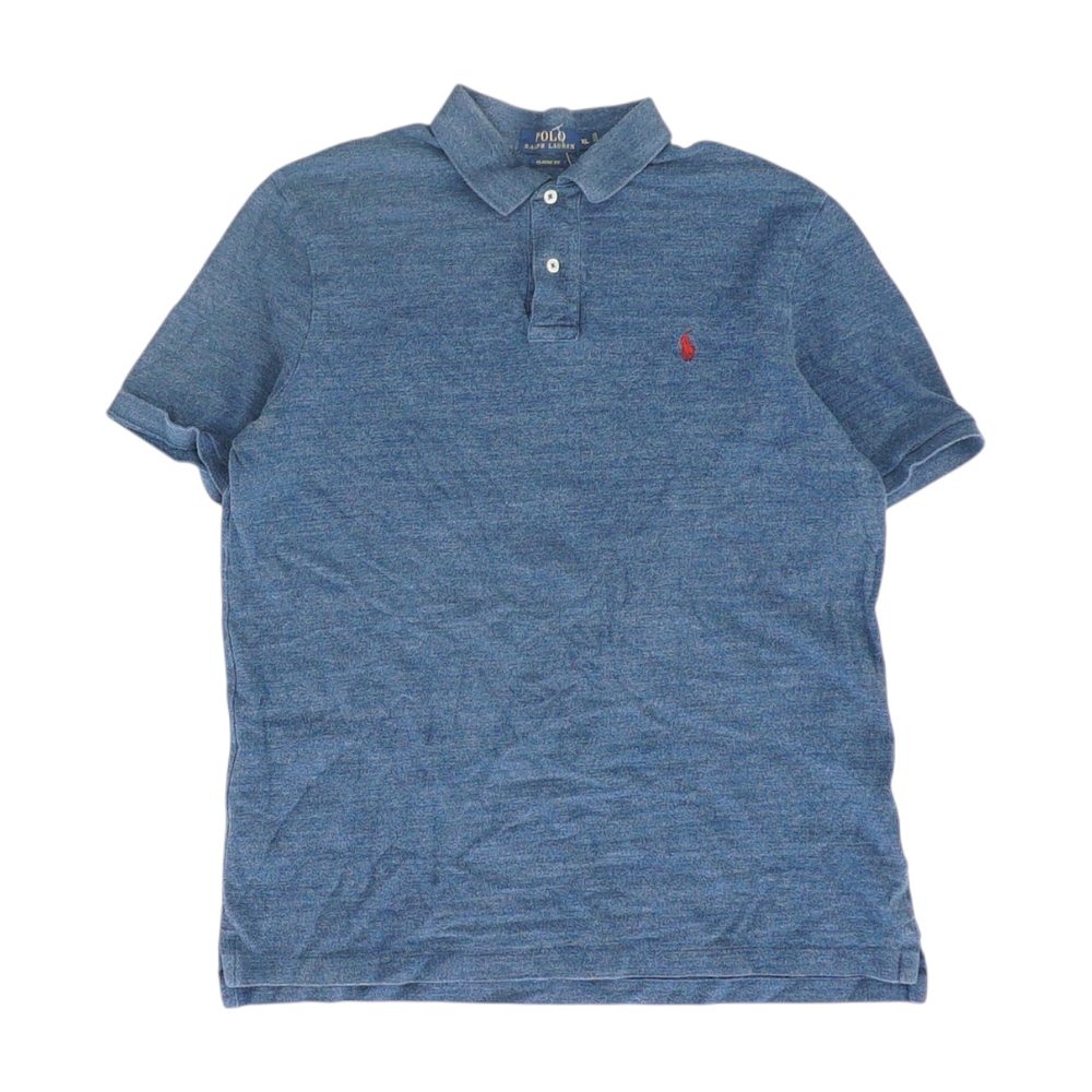 Blue Solid Short Sleeve Polo