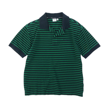 Navy Striped Short Sleeve Polo