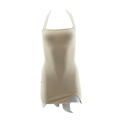 Tan Solid Mini Dress