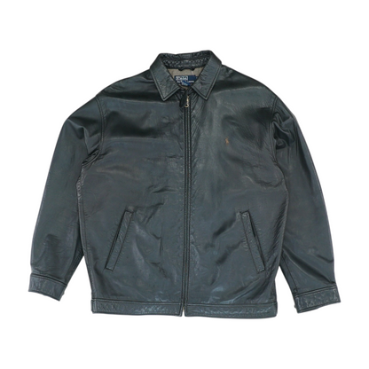Black Solid Leather Jacket