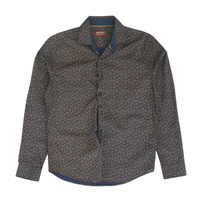 Navy Paisley Long Sleeve Button Down