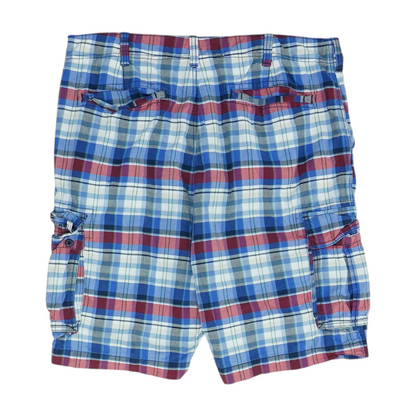 Blue Plaid 5-Pocket Shorts