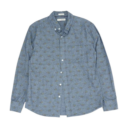 Blue Floral Long Sleeve Button Down