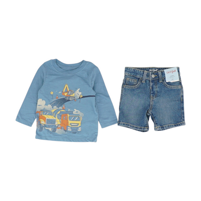 Blue Graphic Long Sleeve Set