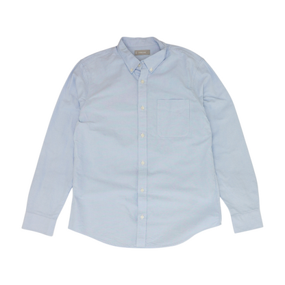 Blue Solid Long Sleeve Button Down