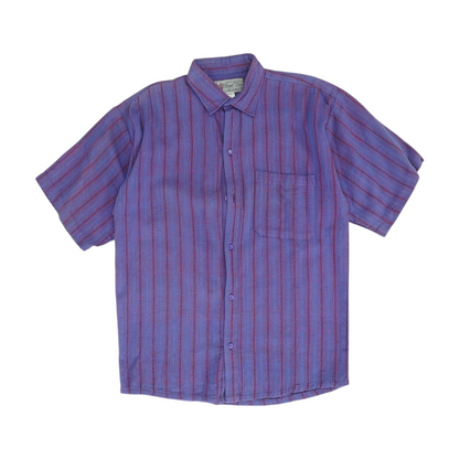 Vintage Purple Striped Short Sleeve Button Down