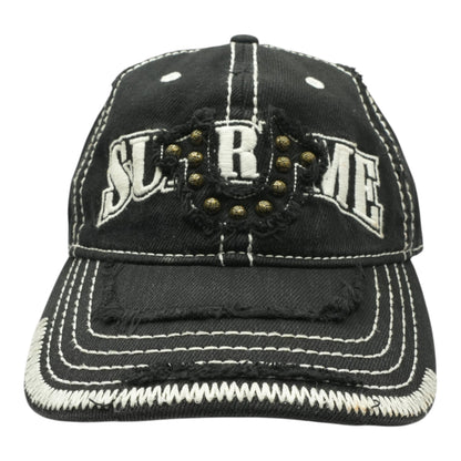 Distressed Black Supreme X True Religion 6-Panel Ball Cap
