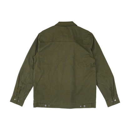 Green Solid Denim Jacket