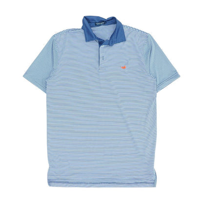 Navy Striped Short Sleeve Polo