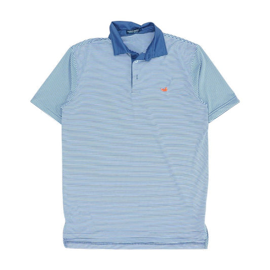 Navy Striped Short Sleeve Polo