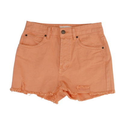 Orange Solid Denim Shorts
