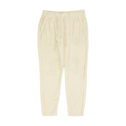 Beige Striped Tapered Pants