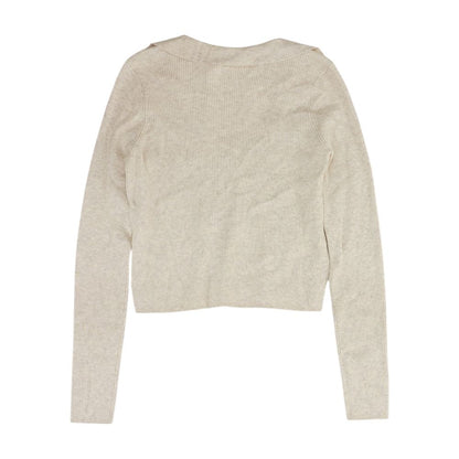 Beige V Neck Knit Top