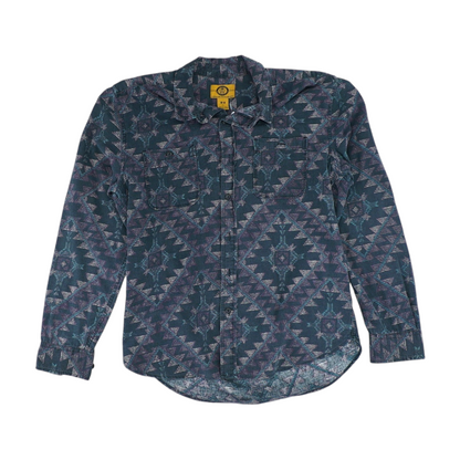 Gray Graphic Long Sleeve Button Down
