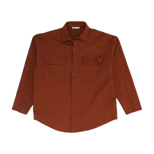 Rust Solid Flannel Button Down