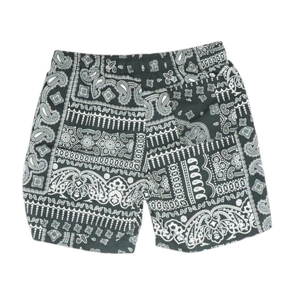 Black Paisley Active Shorts