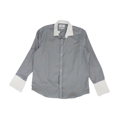 Navy Houndstooth Long Sleeve Button Down