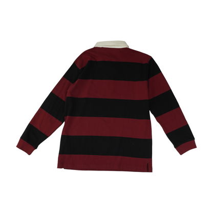 Maroon Striped Long Sleeve Polo