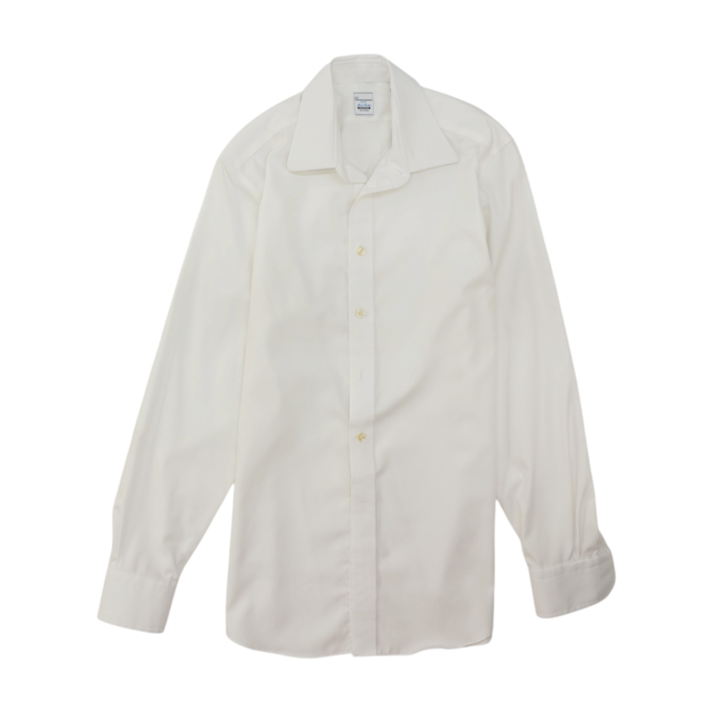 White Solid Long Sleeve Button Down