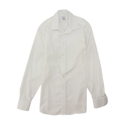 White Solid Long Sleeve Button Down