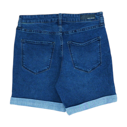 Blue Solid Denim Shorts
